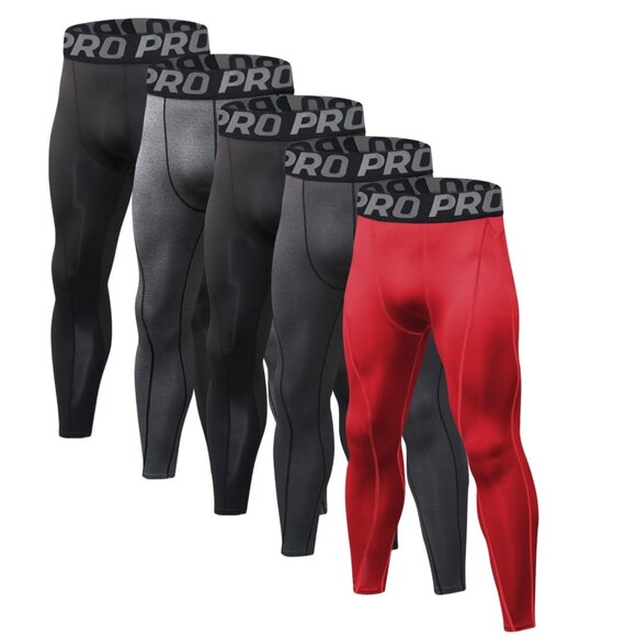 Compression Pants 5 Pack Athletic Running Gym Tights Thermal Base Layer
